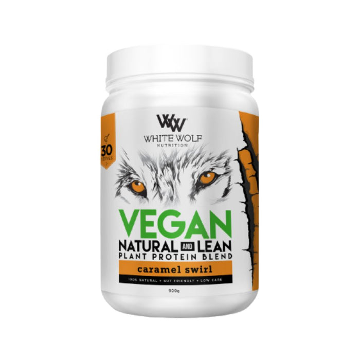 White Wolf Nutrition Lean Vegan Protein Caramel Swirl 30 Serve 900g