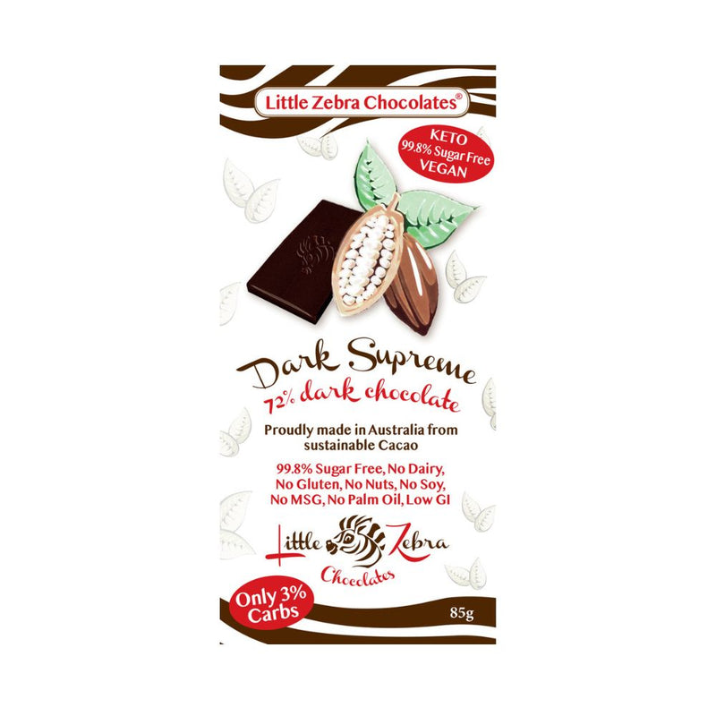 LITTLE ZEBRA Dark Supreme 72% Dark Chocolate 85g