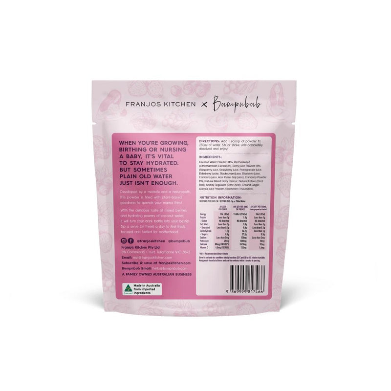 Franjos Kitchen Motherhood Hydration Powder Mixed Berry & Coconut Blend 150g