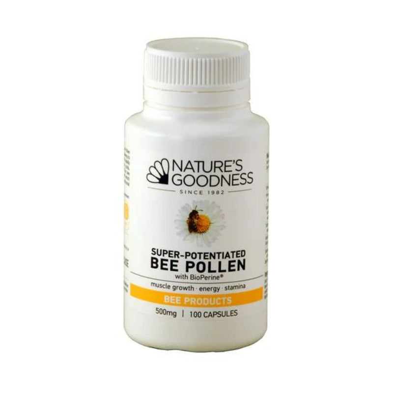 Nature's Goodness Super Potentiated Bee pollen Capsules 500mg 365 Caps