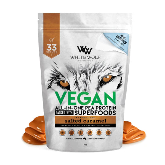 WHITE WOLF NUTRITION Vegan AIO Protein Sl Caraml 1kg