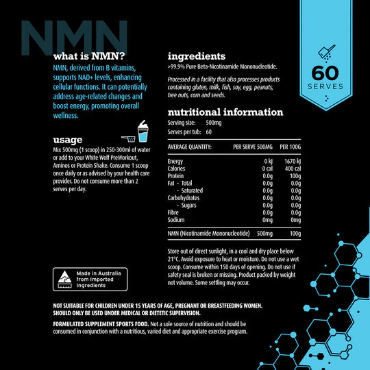 White Wolf Nutrition NMN 60 serves 30g