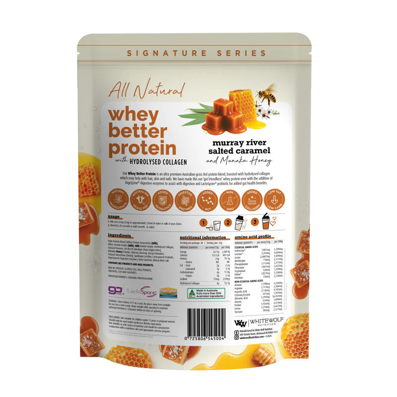 WWN Whey Better Protein Salted Caramel + Manuka Honey 990g
