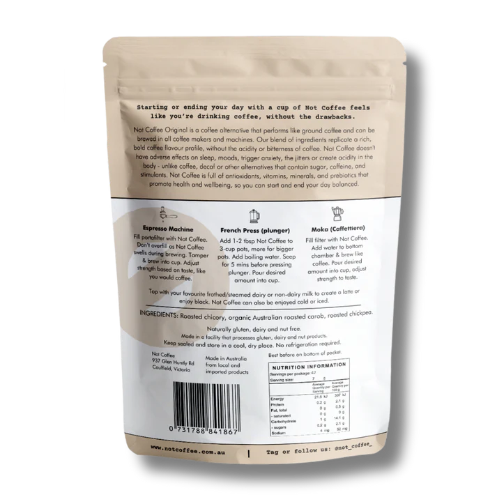 Not Coffee Now Original 200g – Caffeine-Free Coffee Alternative Ground Blend