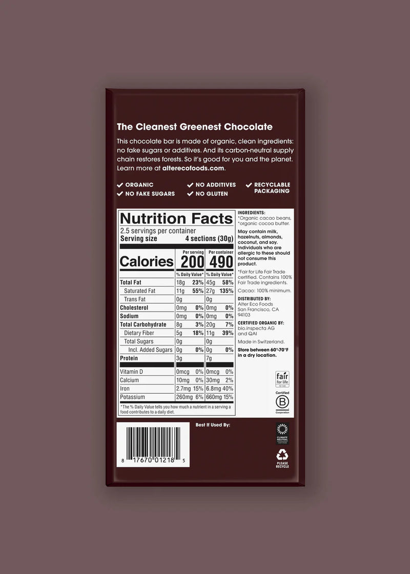 ALTER ECO Chocolate Organic Dark Total Blackout 75g