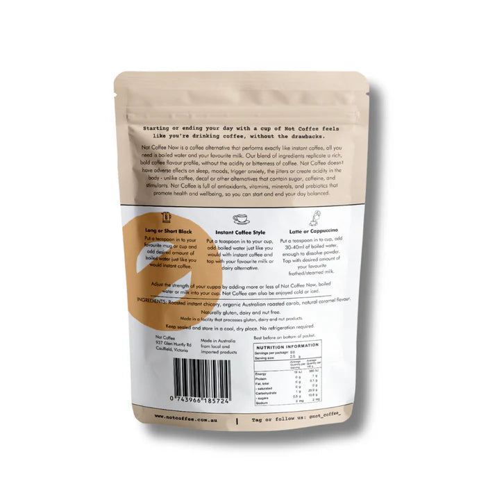Not Coffee Now Caramel 120g – Instant Caffeine-Free Caramel Coffee Alternative