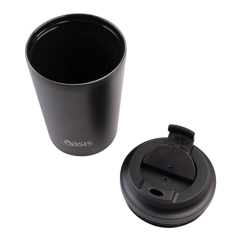 Oasis Ceramic-Lined Insulated Coffee Cup Black – 360 ml | Double Wall Stainless Steel, BPA-Free
