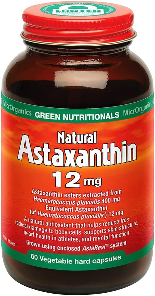 Green Nutritionals Natural Astaxanthin 60 Capsules – Natural Antioxidant Supplement for Skin, Eye & Cellular Health