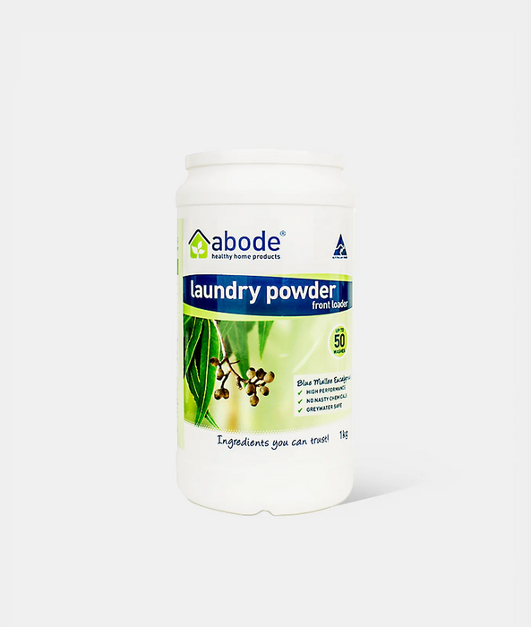 Abode Laundry Powder Front Top Blue Mallee Eucalyptus 1kg