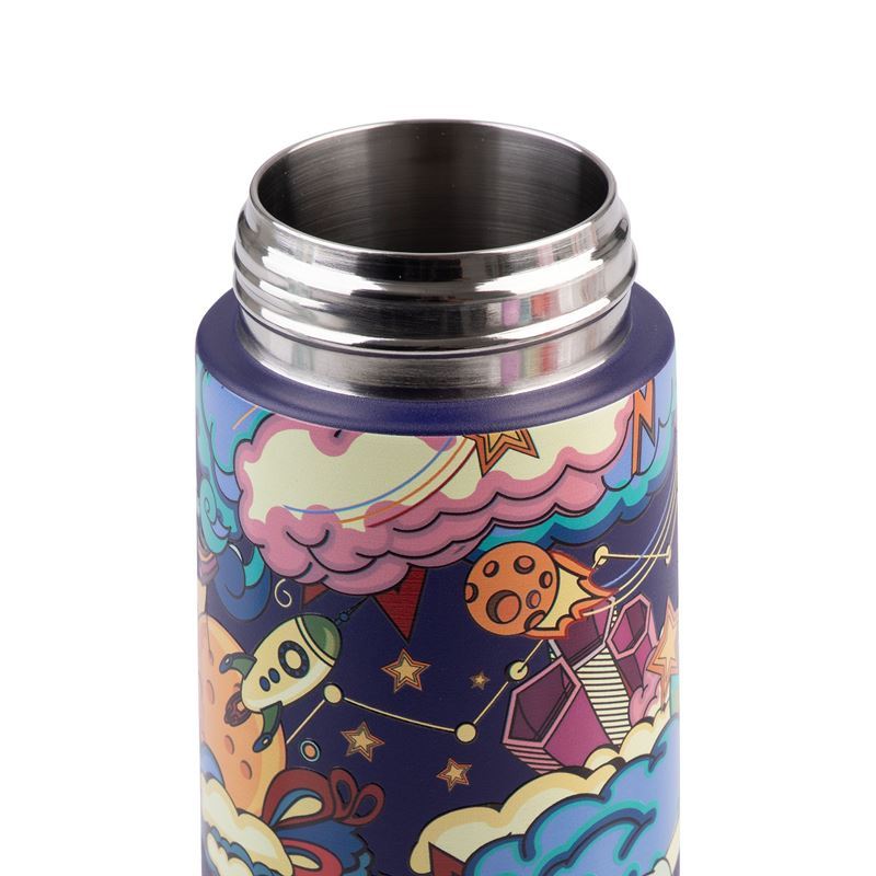 Oasis Stainless Steel Double Wall Insulated Kids Drink Bottle with Sipper Straw 550ml (Alien Adventures)