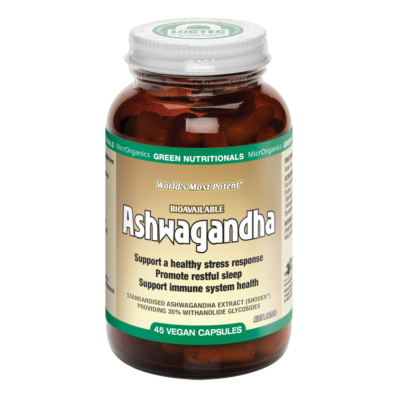 Green Nutritional Ashwagandha 45 Vegan Capsules , Supports stress response, Supports Immune, Promotes restful Sleep