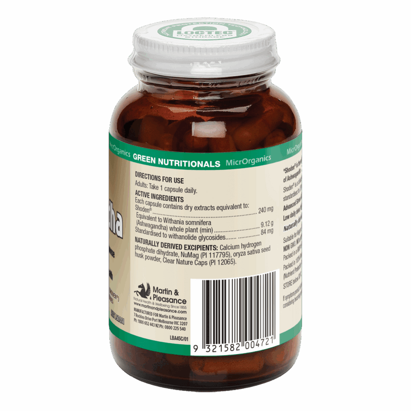 Green Nutritional Ashwagandha 45 Vegan Capsules , Supports stress response, Supports Immune, Promotes restful Sleep