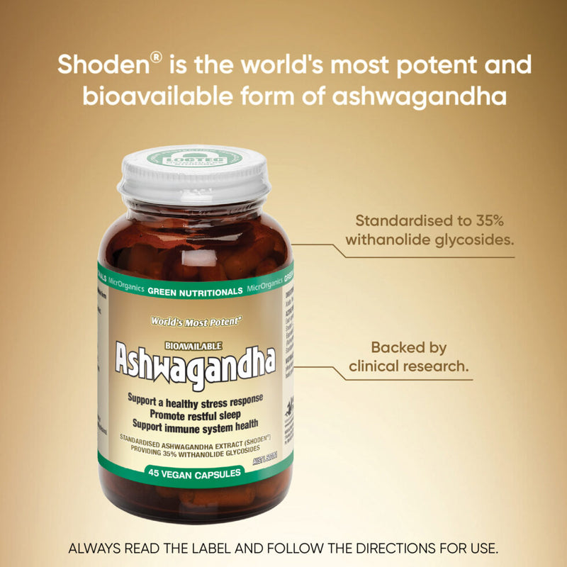 Green Nutritional Ashwagandha 45 Vegan Capsules , Supports stress response, Supports Immune, Promotes restful Sleep