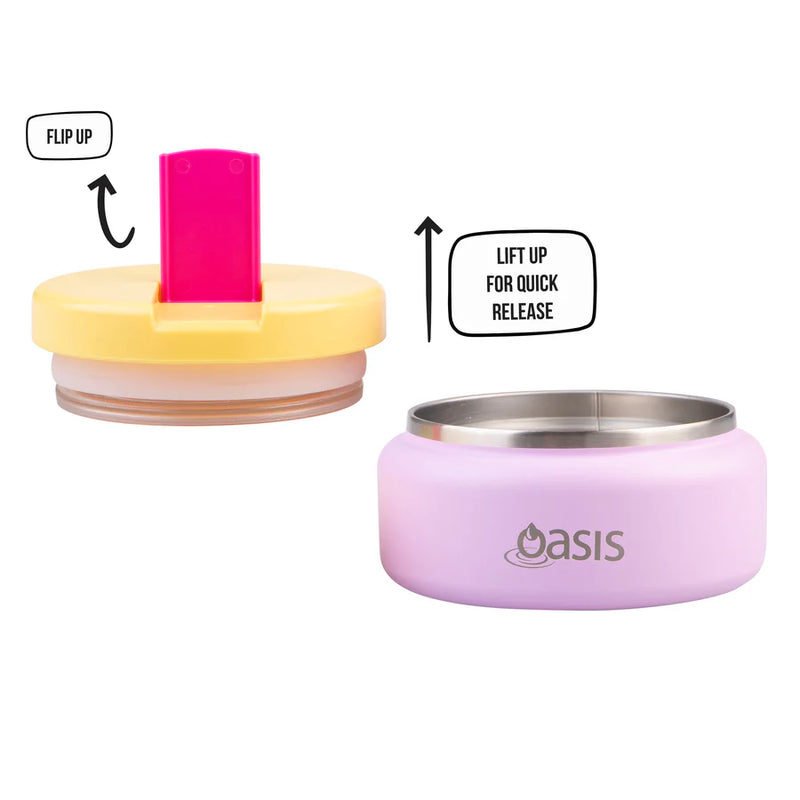 Oasis Double Wall Food Flask Quick Release Lid Bubblegum Pink 230ml