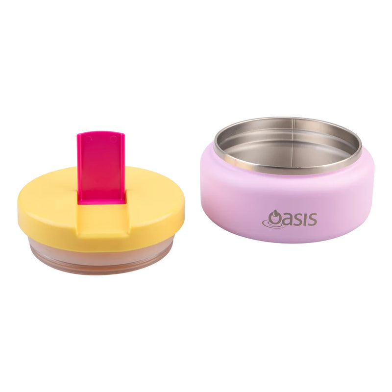 Oasis Double Wall Food Flask Quick Release Lid Bubblegum Pink 230ml