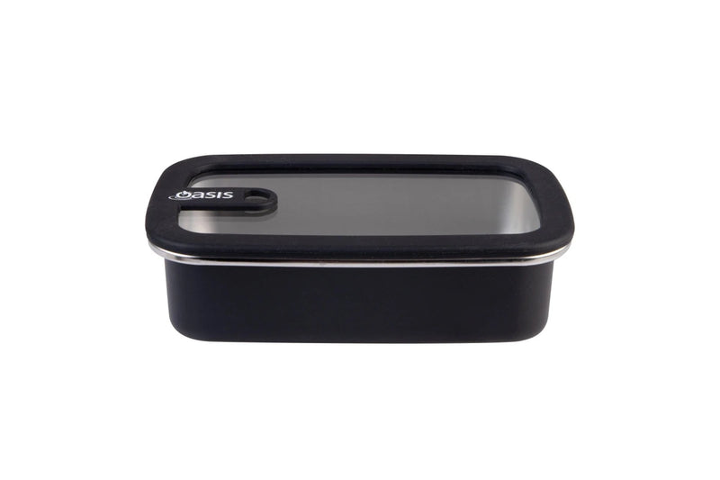 Oasis Microwave Safe Rectangular Stainless Steel Container 700ml - Black