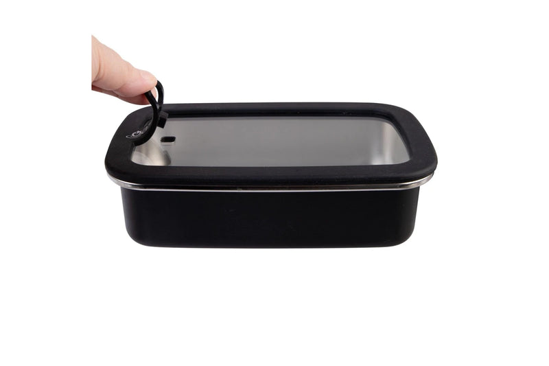 Oasis Microwave Safe Rectangular Stainless Steel Container 700ml - Black