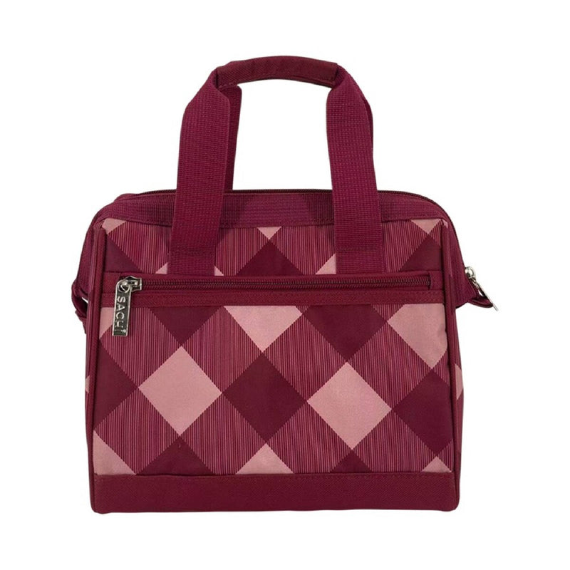 Sachi Insulated Lunch Bag Burgundy Tartan – Reusable Thermal Lunch Bag for Work & School