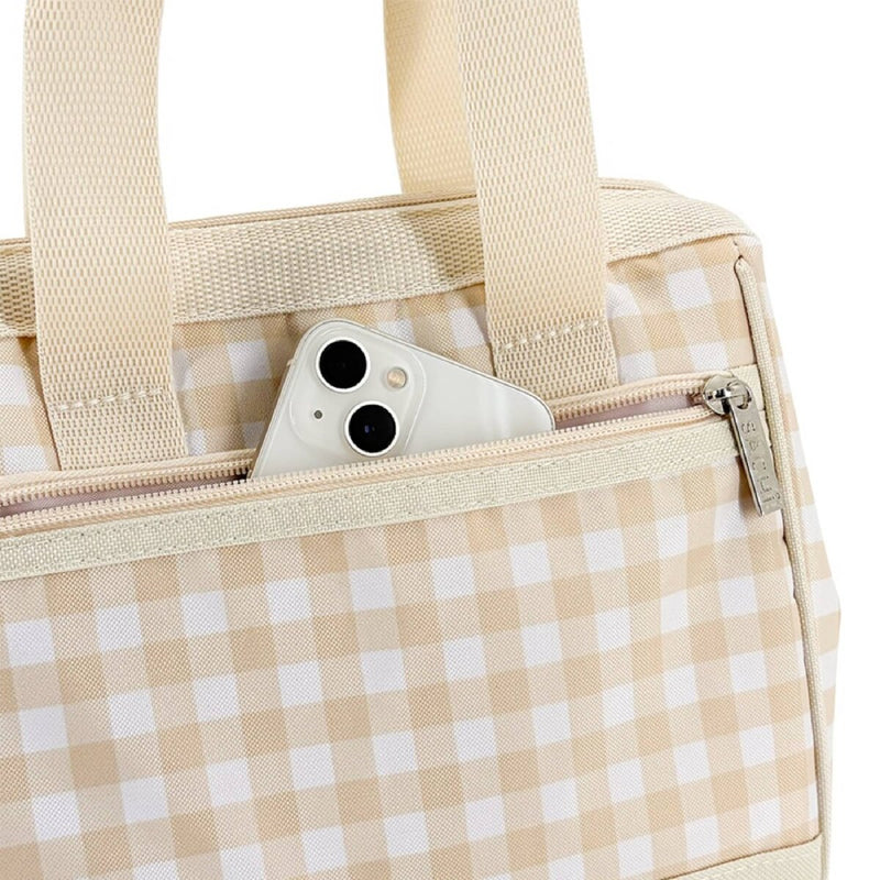 Sachi Style 34 Insulated Lunch Bag Beige Gingham – Reusable Thermal Lunch Tote