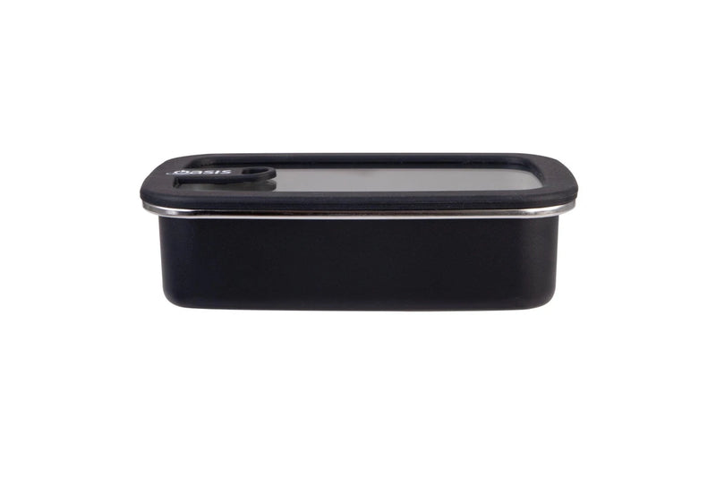 Oasis Microwave Safe Rectangular Stainless Steel Container 700ml - Black