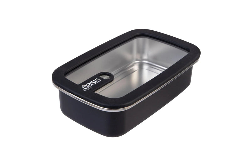 Oasis Microwave Safe Rectangular Stainless Steel Container 700ml - Black