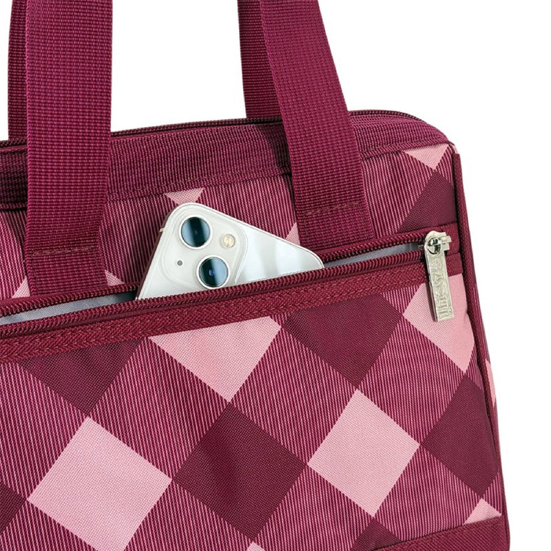 Sachi Insulated Lunch Bag Burgundy Tartan – Reusable Thermal Lunch Bag for Work & School