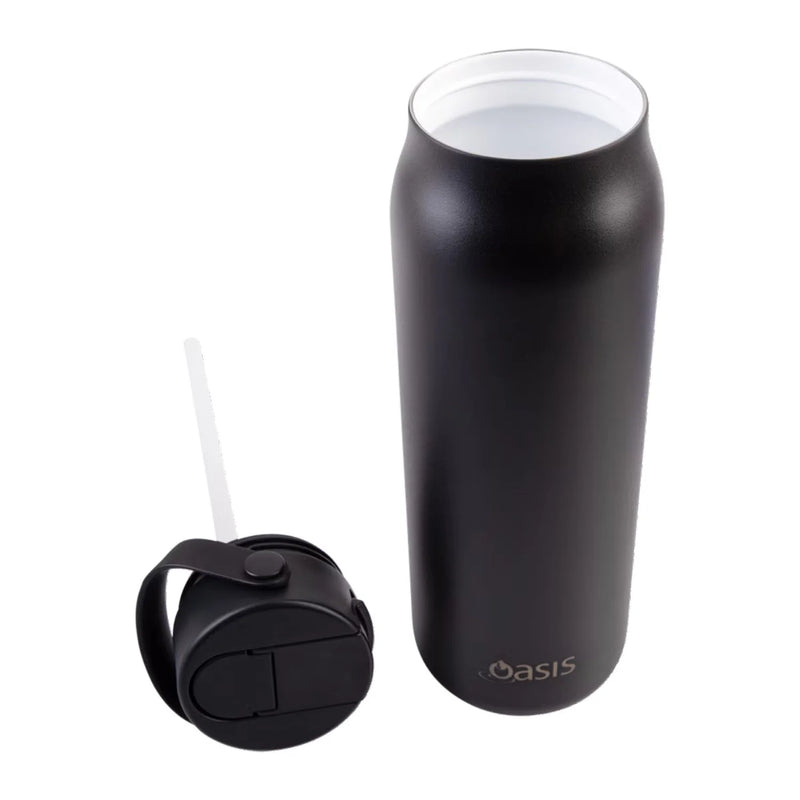 Oasis Ceramic lined SORRENTO Black Drink Bottle 900ml