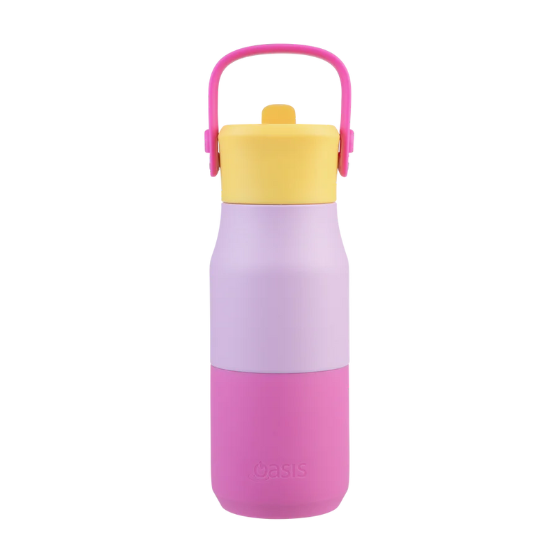 Oasis Junior Insulated Sipper Drink Bottle 400ml Bubblegum Pink - Double Wall Stainless Steel Kids Thermos
