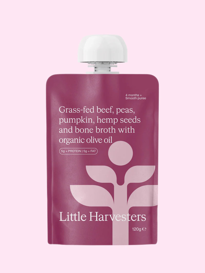 Little Harvesters Puree Pouch Grass-Fed Beef 120g | Organic vegetables, No GMO, No Seed Oils