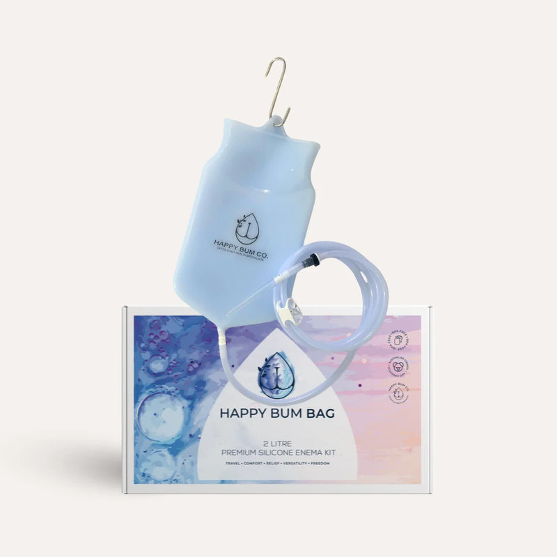 Happy Bum Bag Silicone Enema Kit – 2L Medical Grade Silicone Home Enema Kit for Travel & Home Use