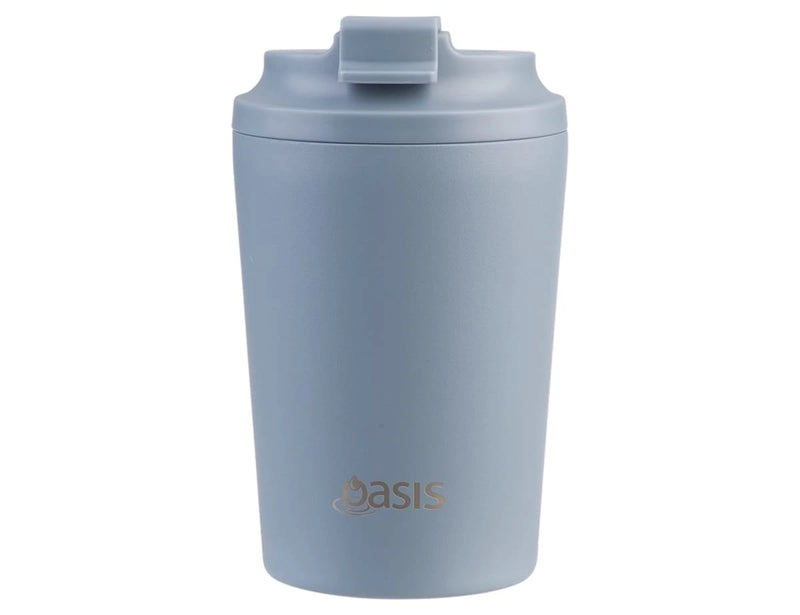 Oasis Ceramic Lined Stainless Steel Double Wall Insulated Coffee Cup 235ml - Hazy Blue