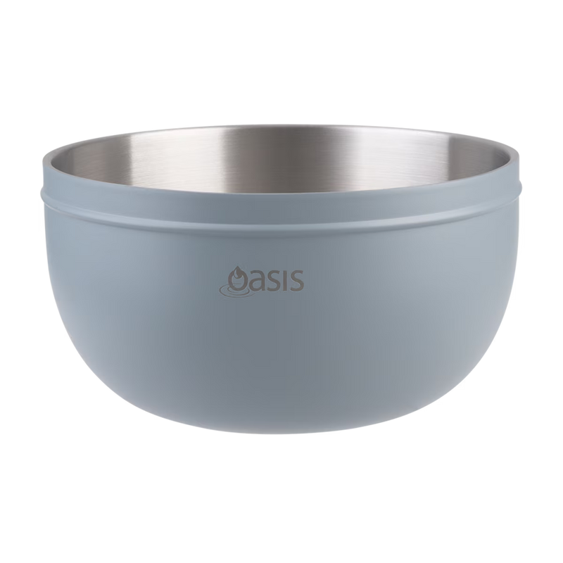 Oasis Stainless Steel Double Wall Salad Bowl Hazy Blue 2.8L