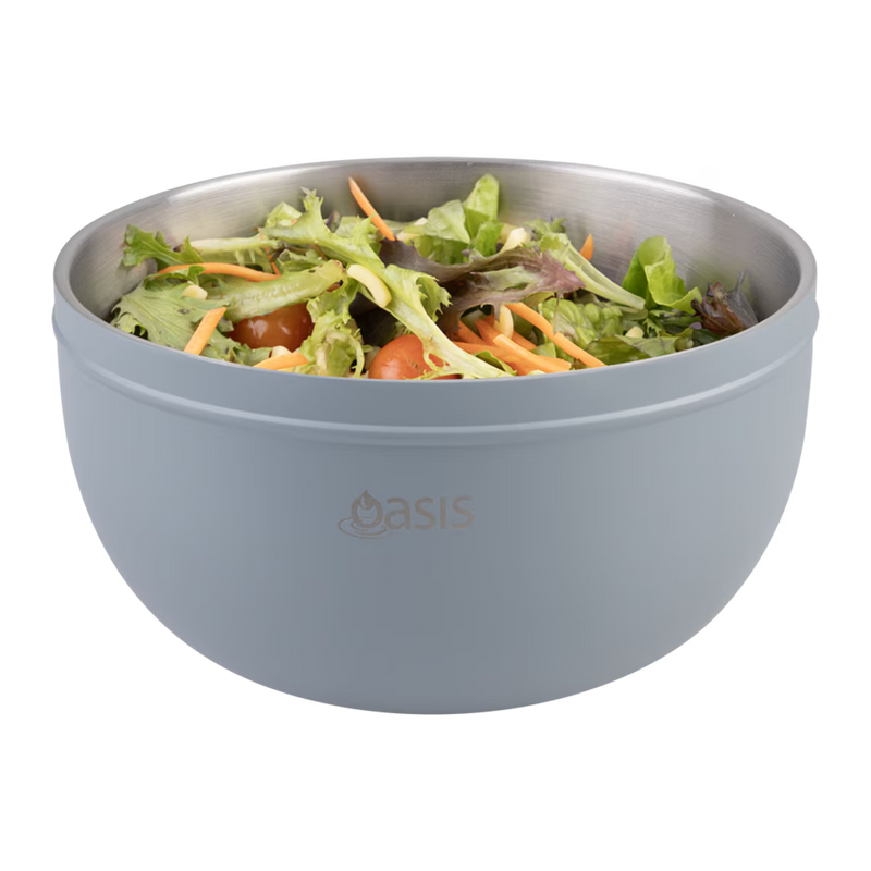 Oasis Stainless Steel Double Wall Salad Bowl Hazy Blue 2.8L