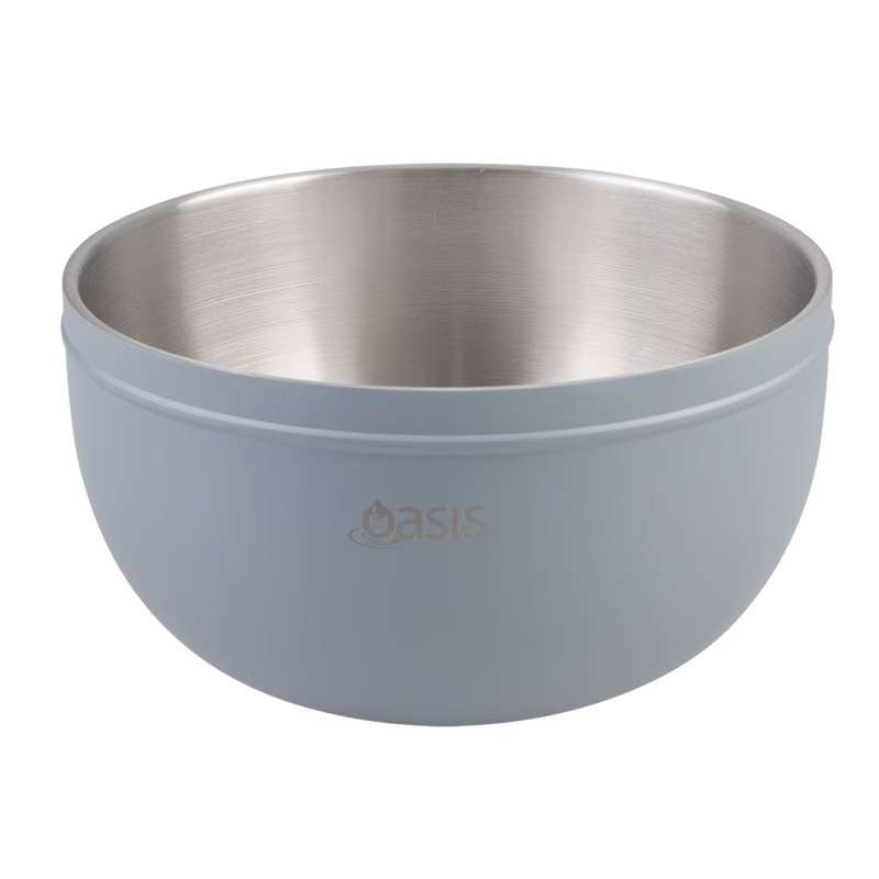 Oasis Stainless Steel Double Wall Salad Bowl Hazy Blue 2.8L