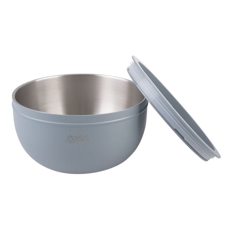 Oasis Stainless Steel Double Wall Salad Bowl Hazy Blue 2.8L