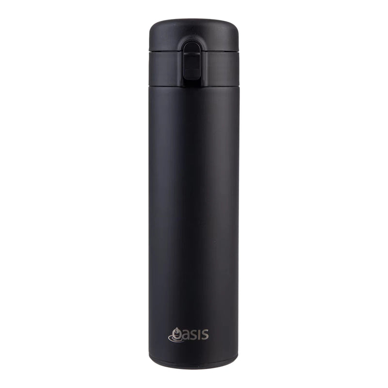 Oasis Stainless Steel Insulated Flip-Top Flask 480ml Black - Double Wall Vacuum Thermos