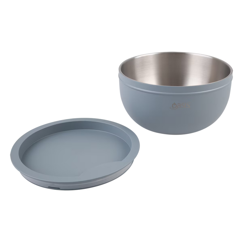 Oasis Stainless Steel Double Wall Salad Bowl Hazy Blue 2.8L