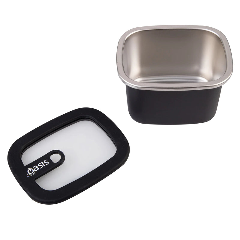 Oasis Microwave Safe Stainless Steel Rectangular Container - Black - 500ml