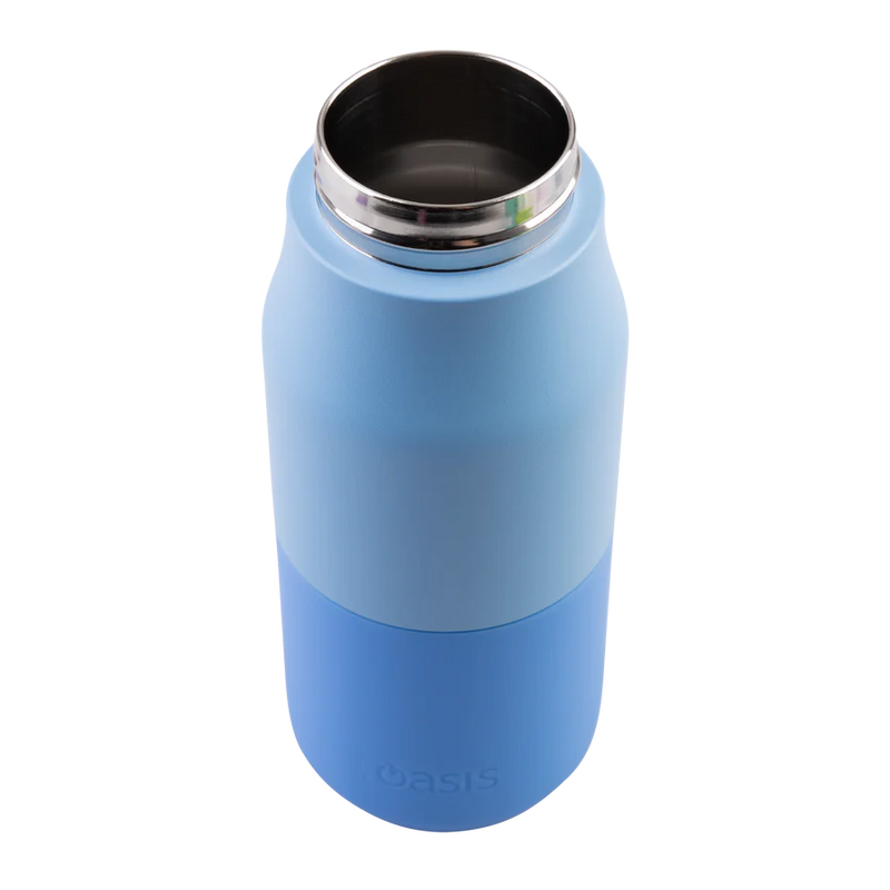 Oasis Junior Insulated Sipper Drink Bottle 400ml Blue - Double Wall Stainless Steel Kids Thermos