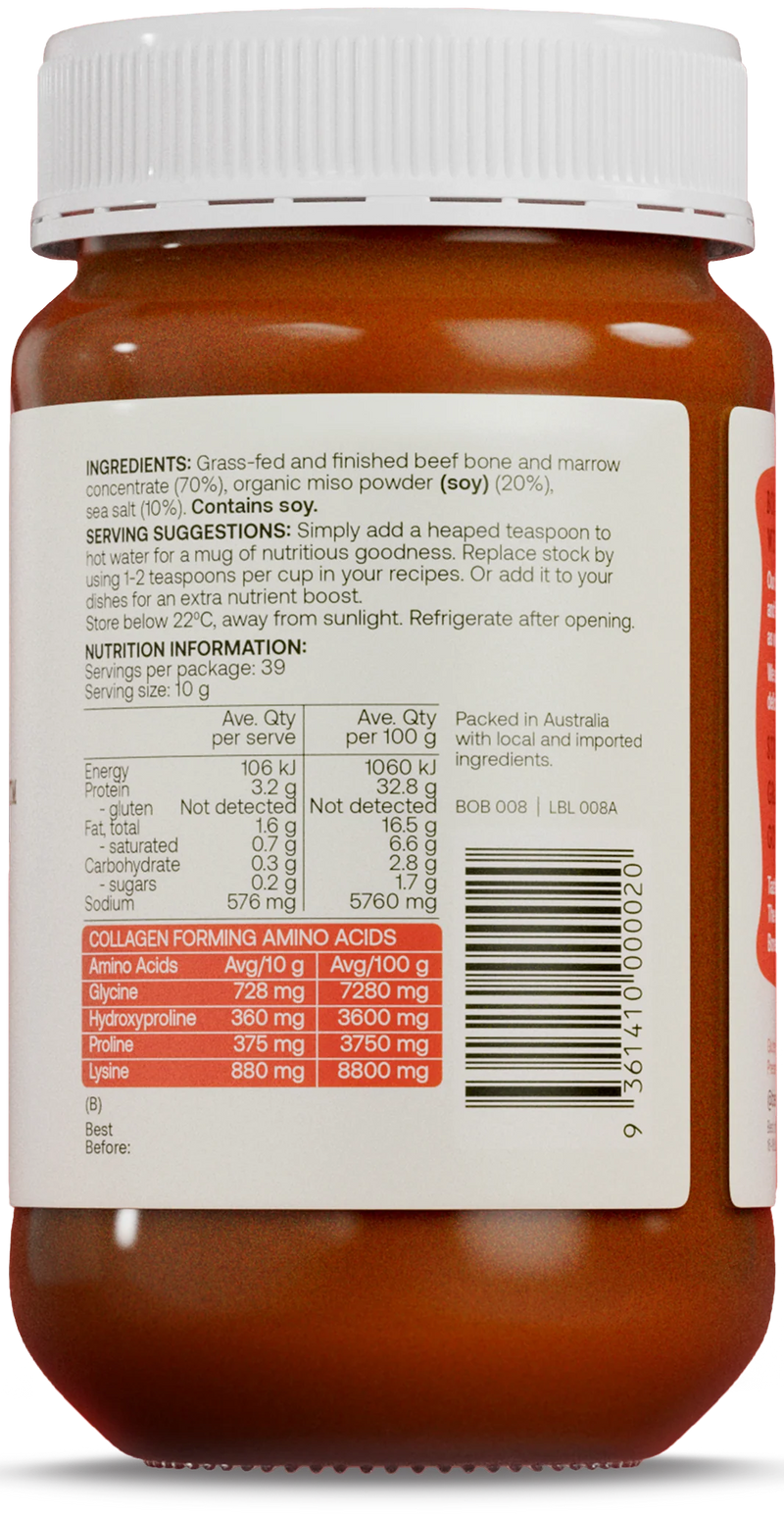 Best Of The Bone Organic Miso Bone Broth Concentrate 390g - Umami Collagen-Rich Gut & Joint Support