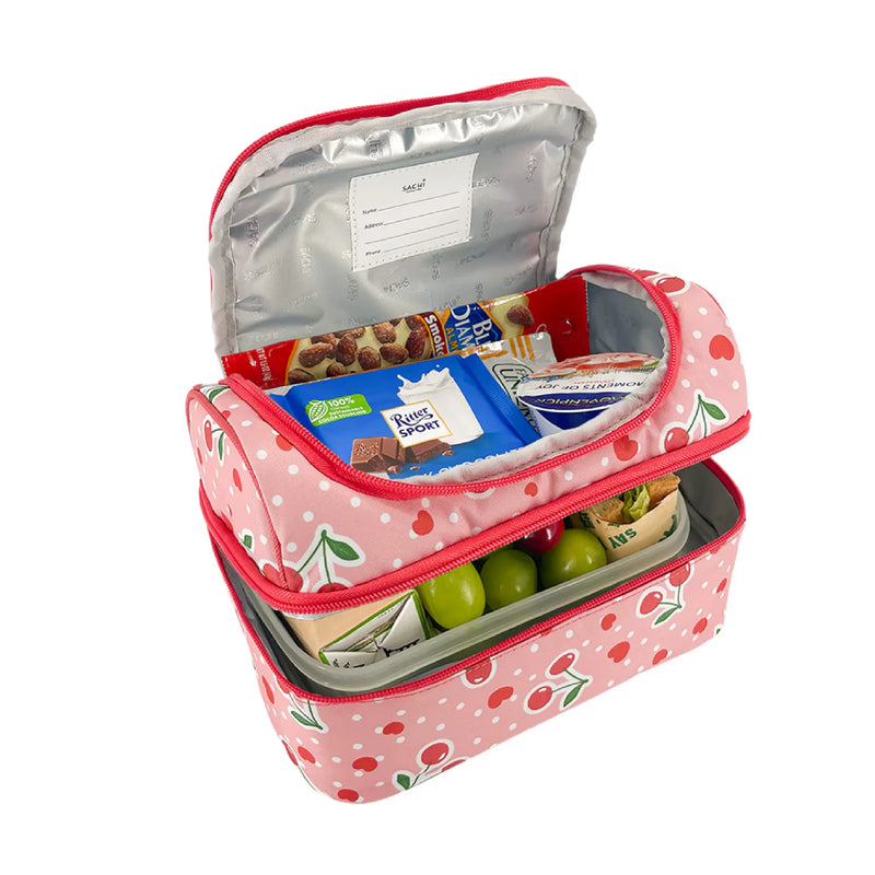 Sachi Insulated Double Decker Lunch Bag – Cherry Crush