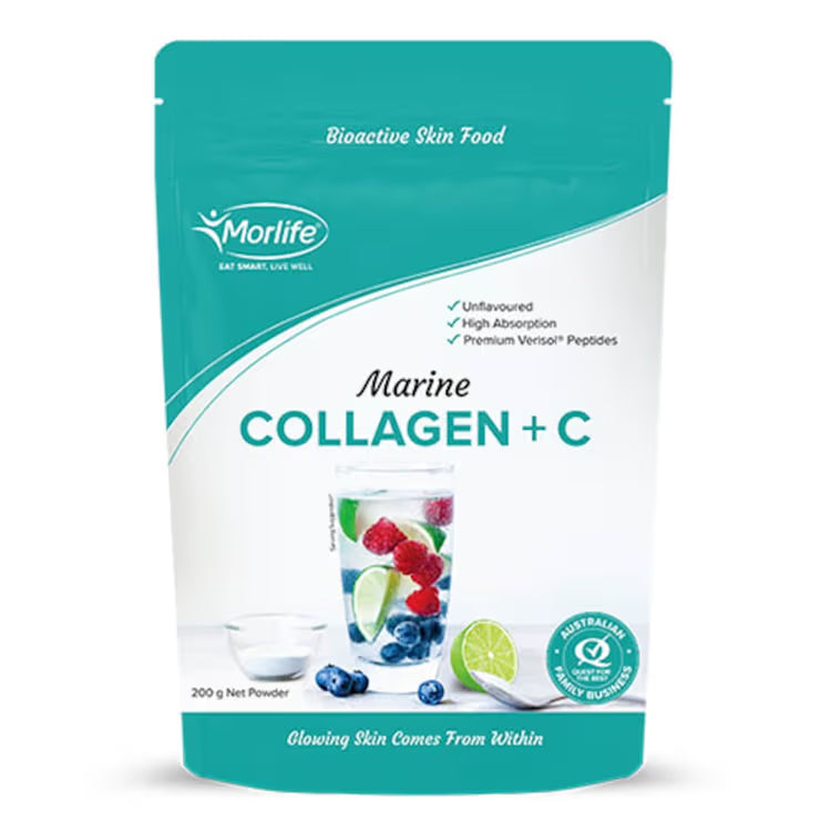 Morlife Hydrolysed Marine Collagen + Vitamin C 200g – Skin, Hair, Nails & Joint Support