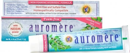Auromere Ayurvedic Toothpaste Cardamom Fennel fluoride Free 117g