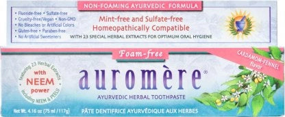 Auromere Ayurvedic Toothpaste Cardamom Fennel fluoride Free 117g