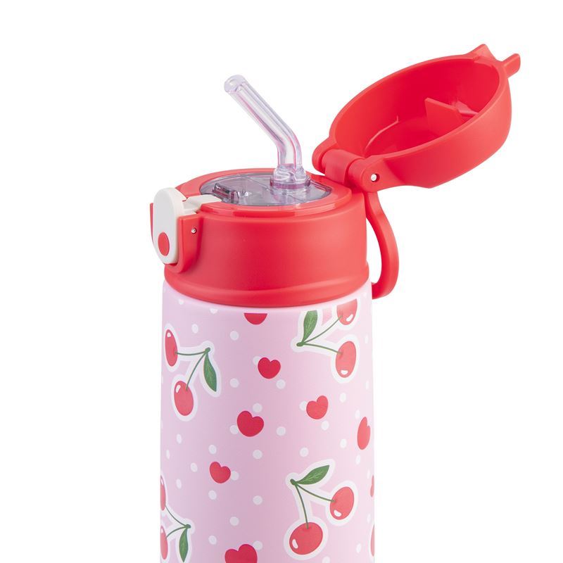 Oasis Stainless Steel Double Wall Insulated Kids Drink Bottle with Sipper Straw 550ml (CHERRY CRUSH)