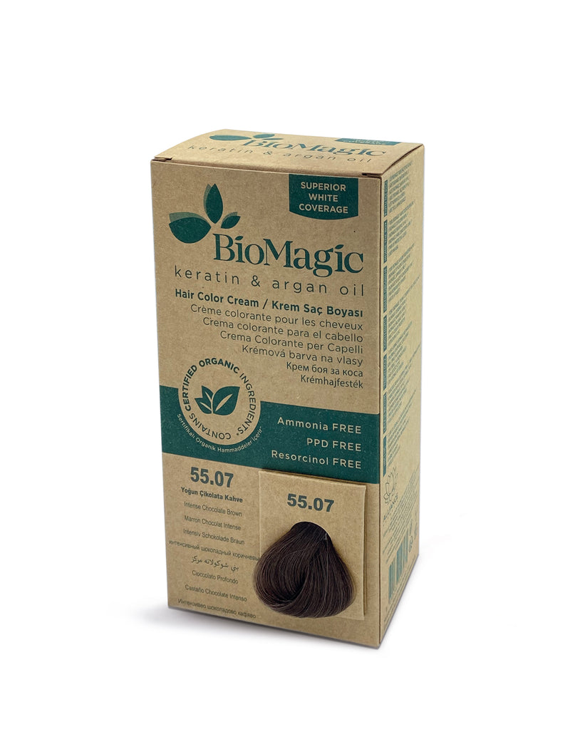 Bio Magic Hair Colour Intense Chocolate Brown 55.07 With Keratin & Argan Oil | Ammonia Free, PPD Free, Resorcinol Free