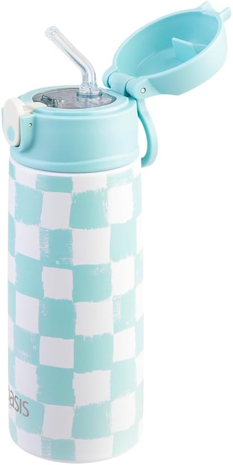 Oasis Stainless Steel Double Wall Insulated Kids Drink Bottle with Sipper Straw 550ml (CHECK IT OUT)