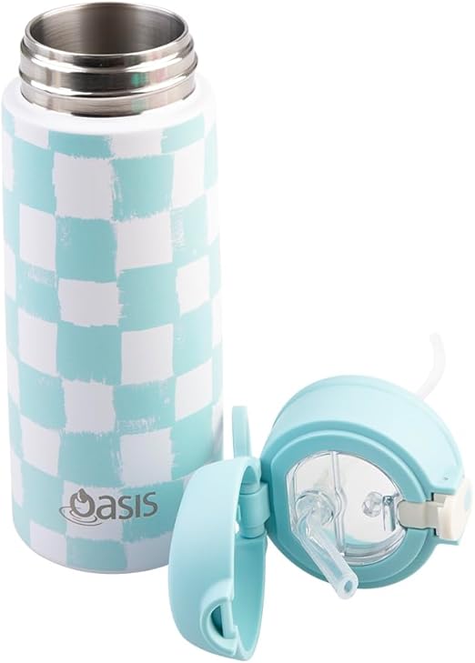 Oasis Stainless Steel Double Wall Insulated Kids Drink Bottle with Sipper Straw 550ml (CHECK IT OUT)