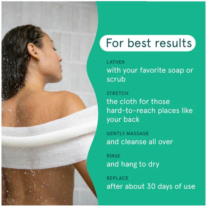 Cleanlogic Sustainable Organic Exfoliating Stretch Cloth – Eco-Friendly Body Scrubber for Smooth Skin