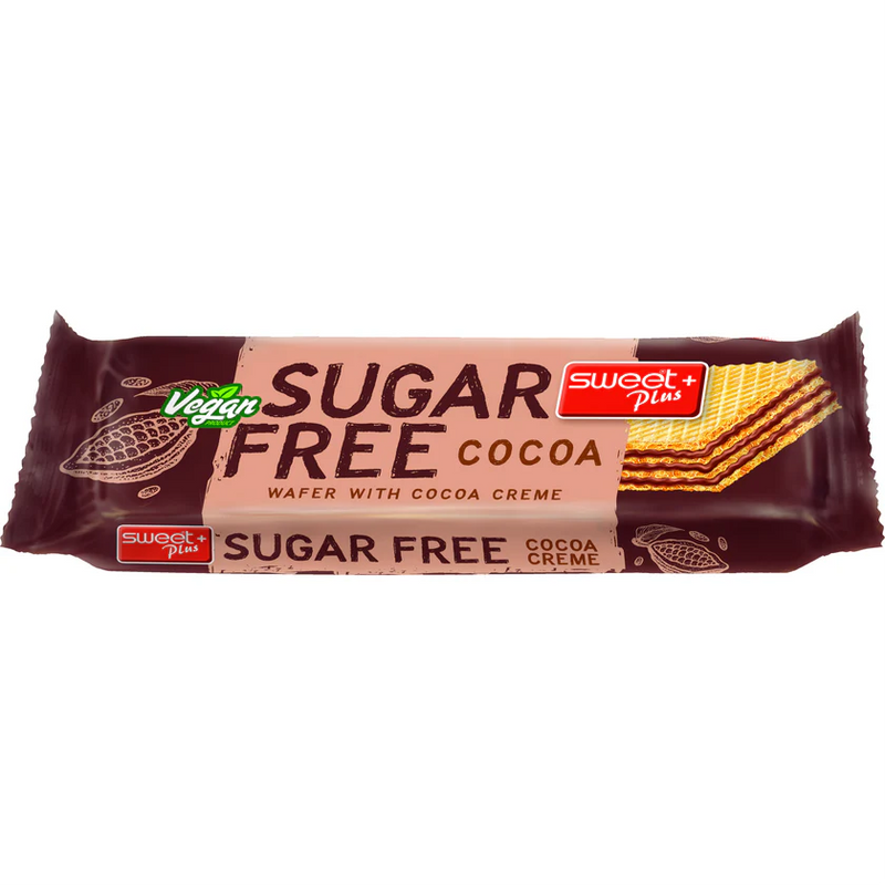 Sweet Plus Sugar Free Cacao Cream Wafers 24g – Crispy Chocolate Cream Wafer Snack